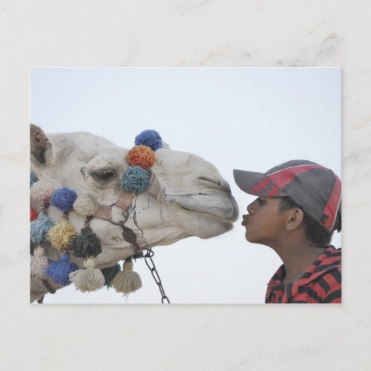 Kameel en jongen briefkaart (Voorkant)