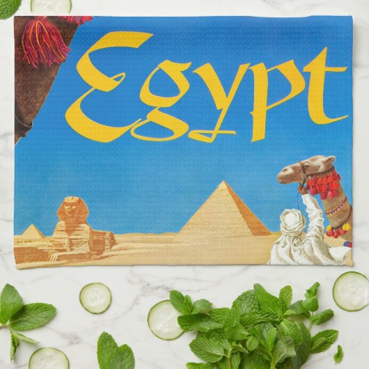  kameel en Pyramiden Theedoek (Gevouwen)
