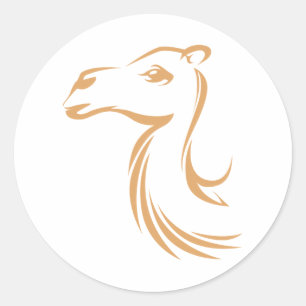 Kameel in Swish tekenstijl Ronde Sticker