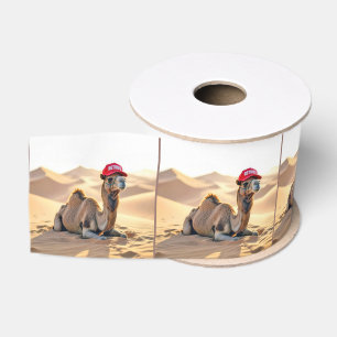 Kameel met een rode pensioenhoed grosgrain lint