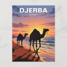 Kameel op Djerba-eiland Tunesië Reisansichtkaart
