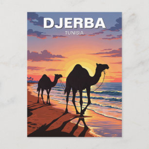 Kameel op Djerba-eiland Tunesië Reisansichtkaart Briefkaart