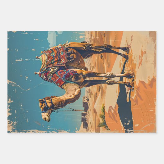  kameel retro woestijn decoupage inpakpapier vel (Voorkant 3)