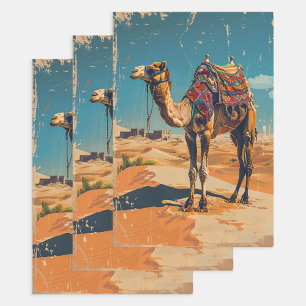kameel retro woestijn decoupage inpakpapier vel