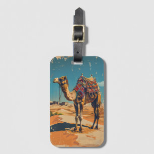 kameel retro woestijnkunstwerk bagagelabel