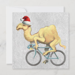 Kameel Rijden op een fiets in Santa Hat Feestdagenkaart