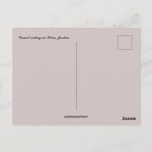 Kameel rust in Petra Jordan Briefkaart (Achterkant)