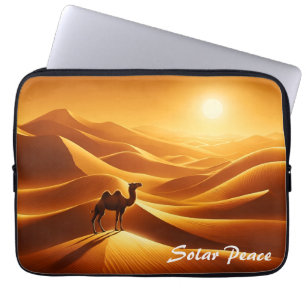 Kameel woestijn zand zon geel dier Egypte kunst Laptop Sleeve