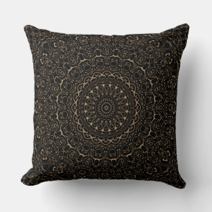 Kameelkleurige Mandala met Elegante Symmetrie Kussen