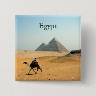 kameelpiramide - egypte vierkante button 5,1 cm