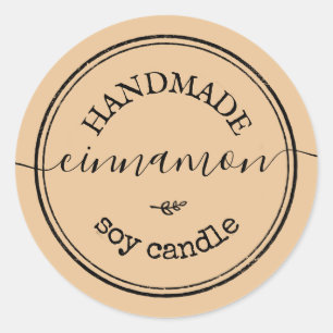 Kamel Handgemaakte Script Zwarte Rand Productlabel Ronde Sticker