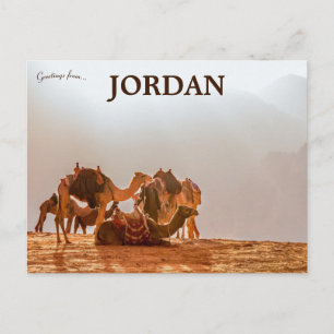 Kamelen in de woestijn in Jordanië Briefkaart