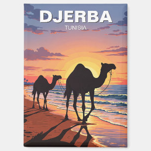 Kamelen op Djerba Island Tunesië Travel Briefkaart Magneet