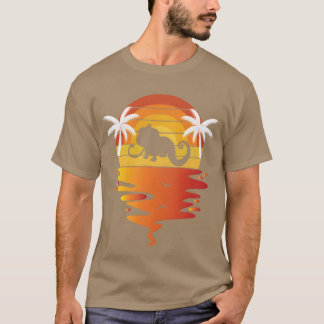 Kameleon 70s retro zonsondergang reptiel Kameleon T-shirt