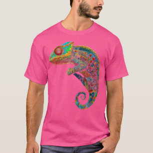 Kameleon Dierenmotief Mandala Kunstwerk Kameleon T-shirt