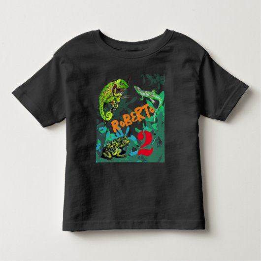 kameleon, hagedis, kikker kinder shirts (Voorkant)