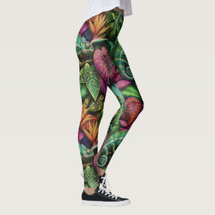 Kameleon Jungle Droom Naadloos Oppervlaktepatroon Leggings