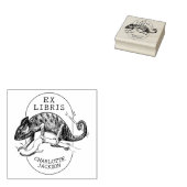 kameleon, modern ex libris boek 	rubberstempel (Gestempeld)