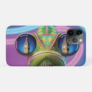 Kameleon Oogreflectie van Big Ben in Neonlichten iPhone 11 Pro Hoesje