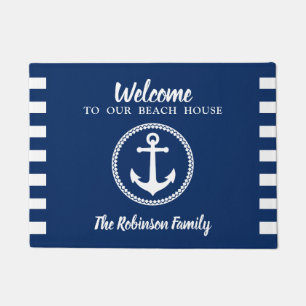 Kamerhuis en familienaam met Anchor Navy Blue Deurmat