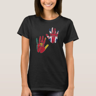 Kameroen Kameroen Engeland Vlag hand gemengd dn T-shirt