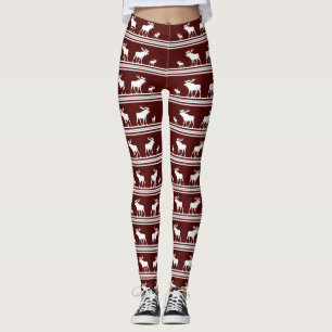 Kameroen rood wit elanden patroon leggings