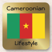 Kameroen vlag+Tekst Onderzetter (Voorkant)