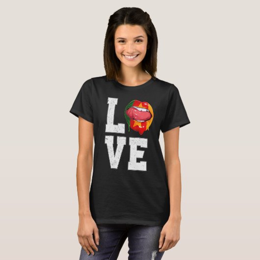 Kameroen Vlag Voetbal Fan Love Kameroen T-shirt (Voorkant volledig)