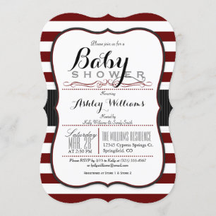 Kameroen & witte strepen; Elegant Baby shower Kaart
