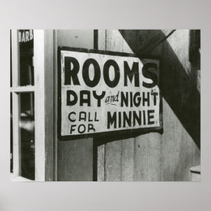 Kamers te huur, 1939. Oude foto Poster