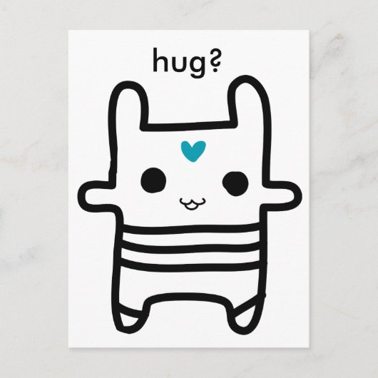 Kami - lapin au coeur, câlin ? carte postale (Devant)