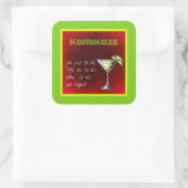 Kamikaze Drink Cocktail Recipe Vierkante Sticker (Tas)