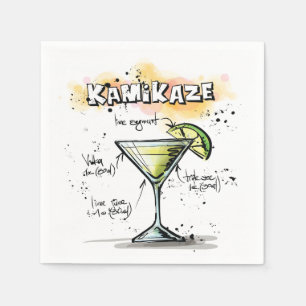 Kamikaze Drink Recipe Cocktail Napkin Servetten