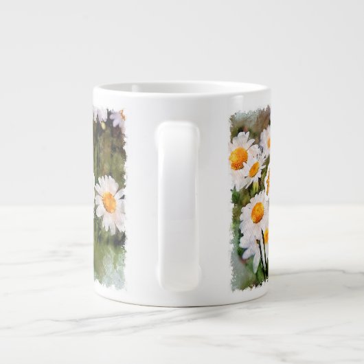 Kamille Bloem Mok, Verjaardagscadeau Wees blij Extra Grote Beker (Achterkant)