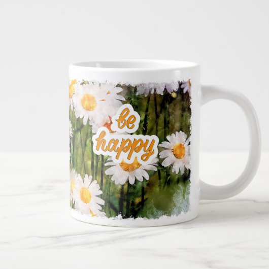 Kamille Bloem Mok, Verjaardagscadeau Wees blij Extra Grote Beker (Rechts)