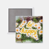 Kamille Bloem Mok, Verjaardagscadeau Wees blij Magneet (Voorkant / Achterkant)