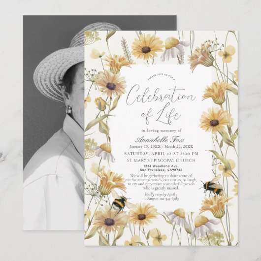 Kamille & Daisies Uitvaartmonument Kaart (Voorkant / Achterkant)