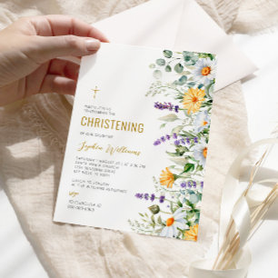 Kamille & Eucalyptus Wildflowers Christening Kaart