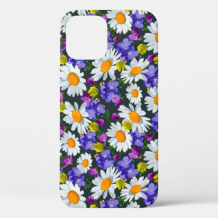 Kamille, wilde bloemen: naadloos patroon. iPhone 12 hoesje