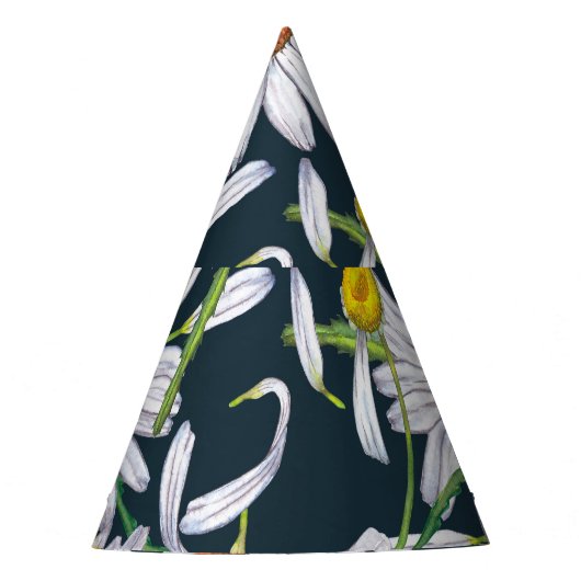 Kamillebloemen: donkerblauwe Waterverf. Feesthoedjes (Voorkant)