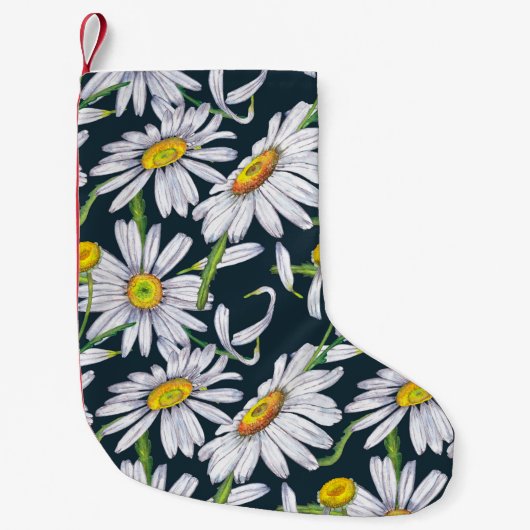 Kamillebloemen: donkerblauwe Waterverf. Kleine Kerstsok (Voorkant)