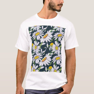 Kamillebloemen: donkerblauwe Waterverf. T-shirt