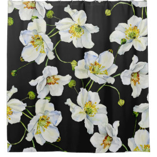 Kamillebloemen: Waterverf illustratiepatroon Douchegordijn