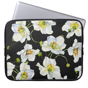 Kamillebloemen: Waterverf illustratiepatroon Laptop Sleeve