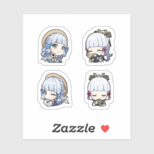 Kamisato Ayaka Genshin Impact 4 stuks stickerblad Sticker