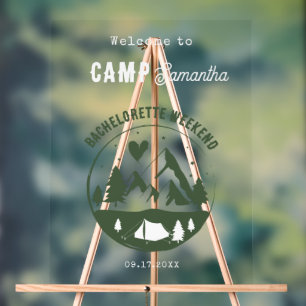 Kamp Bachelorette Feest Camping Bach Weekend  Acryl Bord