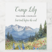 Kamp Bachelorette Mountain Hiking Weekendfeest Wijn Etiket (Enkel label)