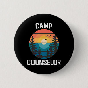 Kamp Counselor T-shirt Kamper Zomer Camping Person Ronde Button 5,7 Cm