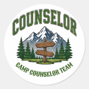🌲 Kamp Counselor Team Typografie 👕 Ronde Sticker