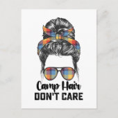 Kamp Haar Geen Zorgen Rommelige Knot Uitnodiging Briefkaart (Voorkant)